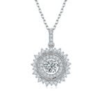 Dancing Moissanite Sunburst Pendant: Sparkle and Elegance