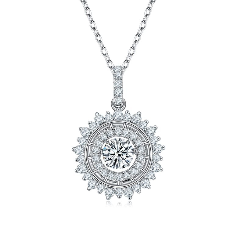 Dancing Moissanite Sunburst Pendant: Sparkle and Elegance